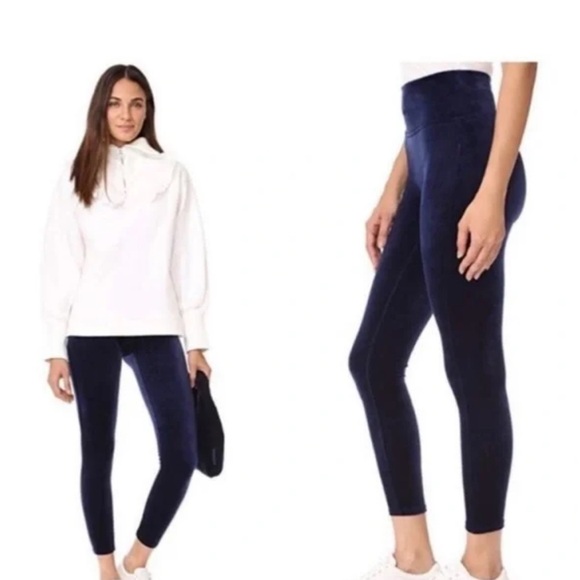 SPANX Blue Lapis Night Velvet Special Edition Leggings Small Petite - Picture 5 of 14